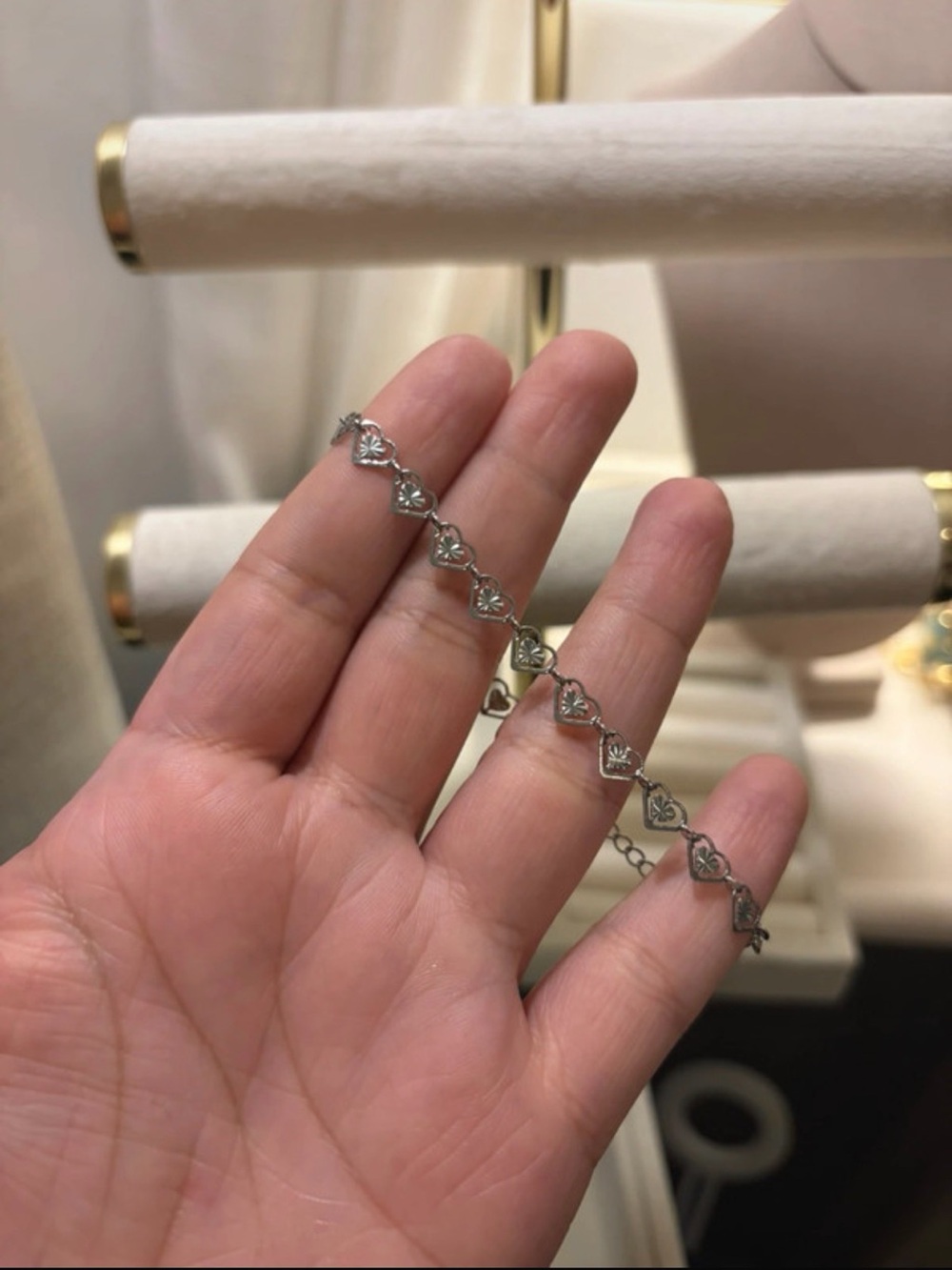 Stainless steel Heart Link Bracelet - 7in